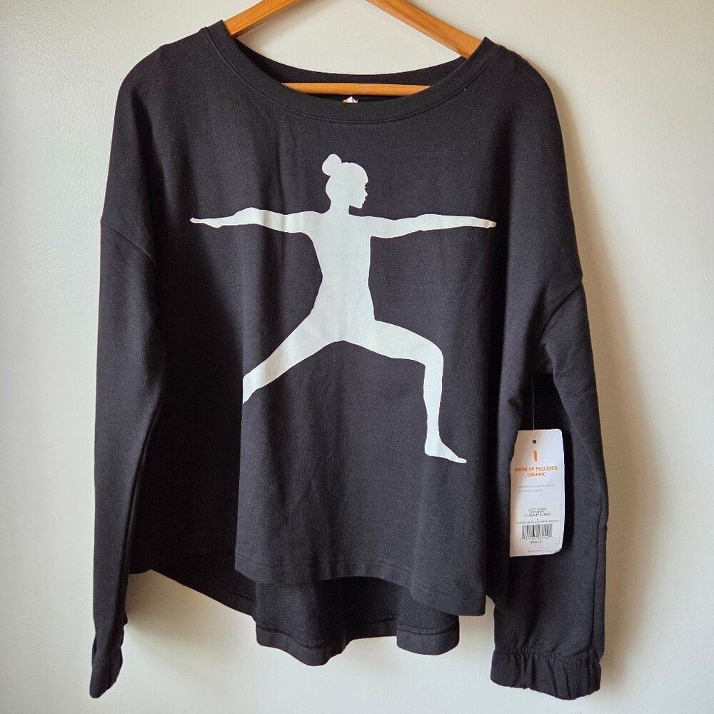 NWT LUCY SHOW UP PULLOVER GRAPHIC YOGA SWEATER TOP SIZE LARGE